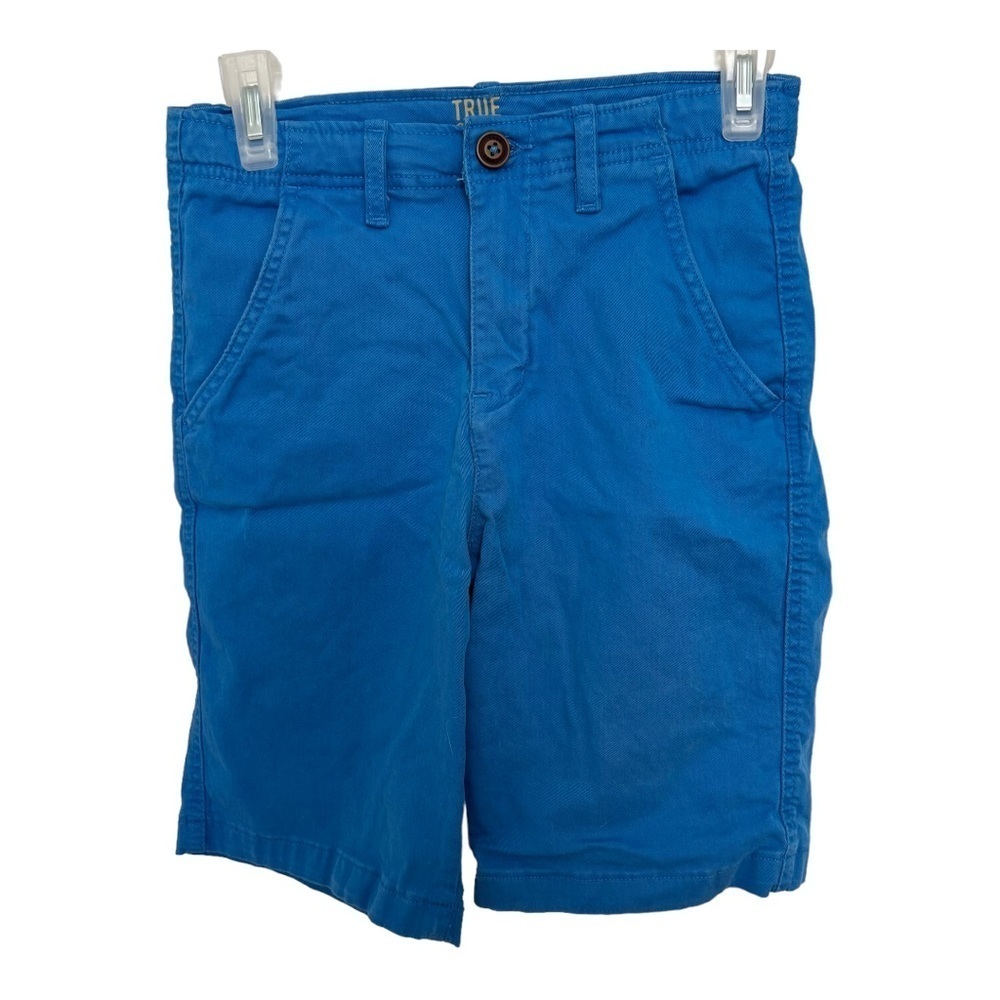 True Craft Boys Chino Shorts Cotton Blend Slash Pockets Flat Front Blue‎ Size 16